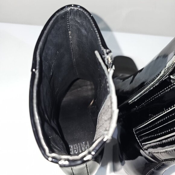 NEW Paige Farah Ankle Boot Womens 9.5 Black Patent Leather Square Toe Block Heel - Picture 10 of 15